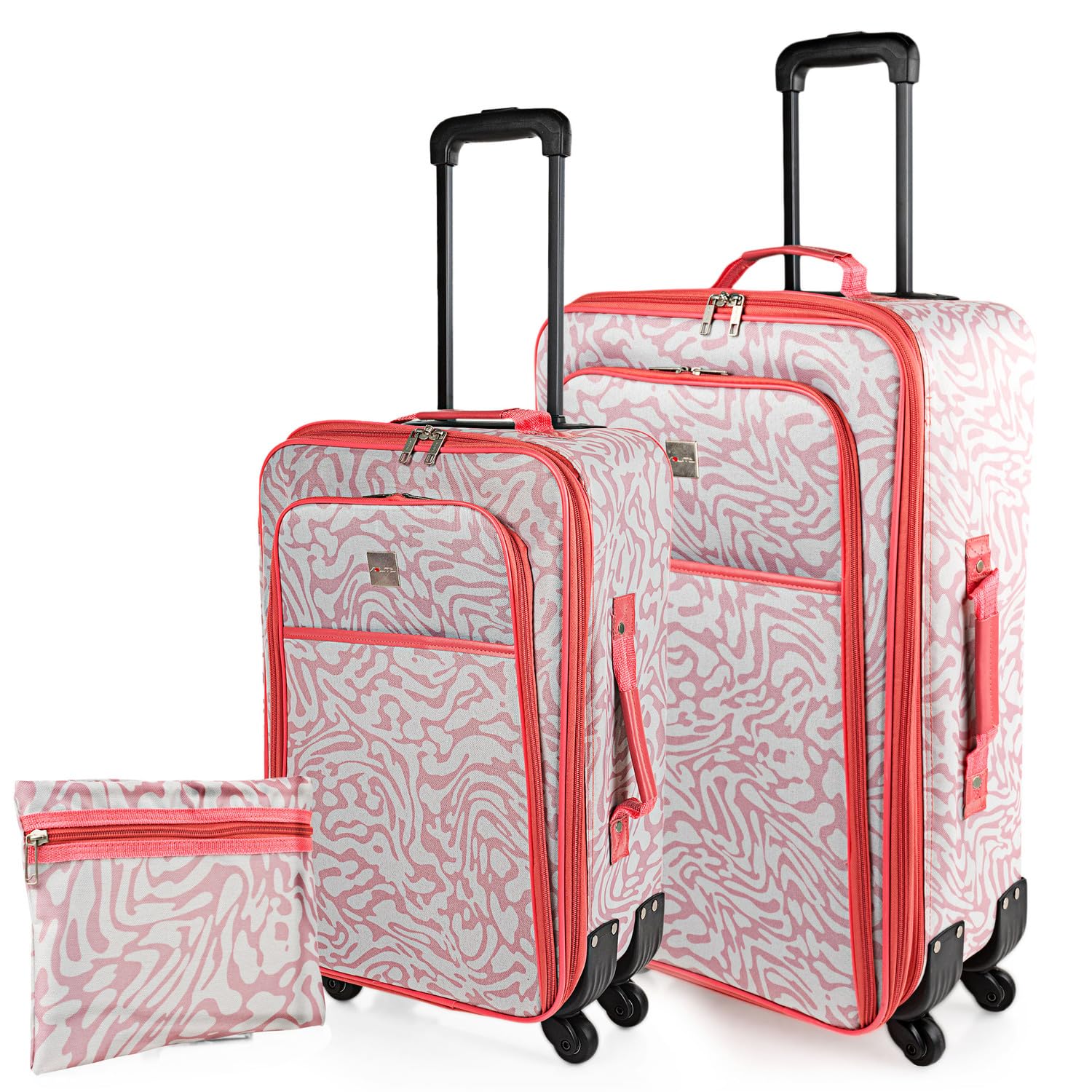 ITACA - Set de Maletas Semirrígidas Ligeras con Ruedas giratorias 360°- Juego de Maletas. Maletas de Viaje Blandas con candado de Combinacion., Beige-Coral