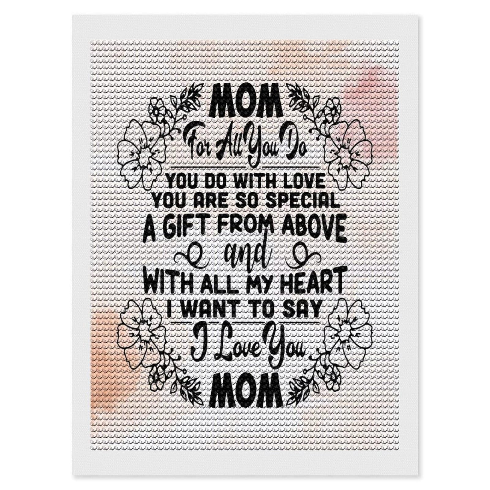Junmoney to My Mom I Love You Diamond Art Canvas 12"x16", Decorate Your Room, Mindful Craft Activity, Cosy Home Accent, Thoughtful Handmade Gift