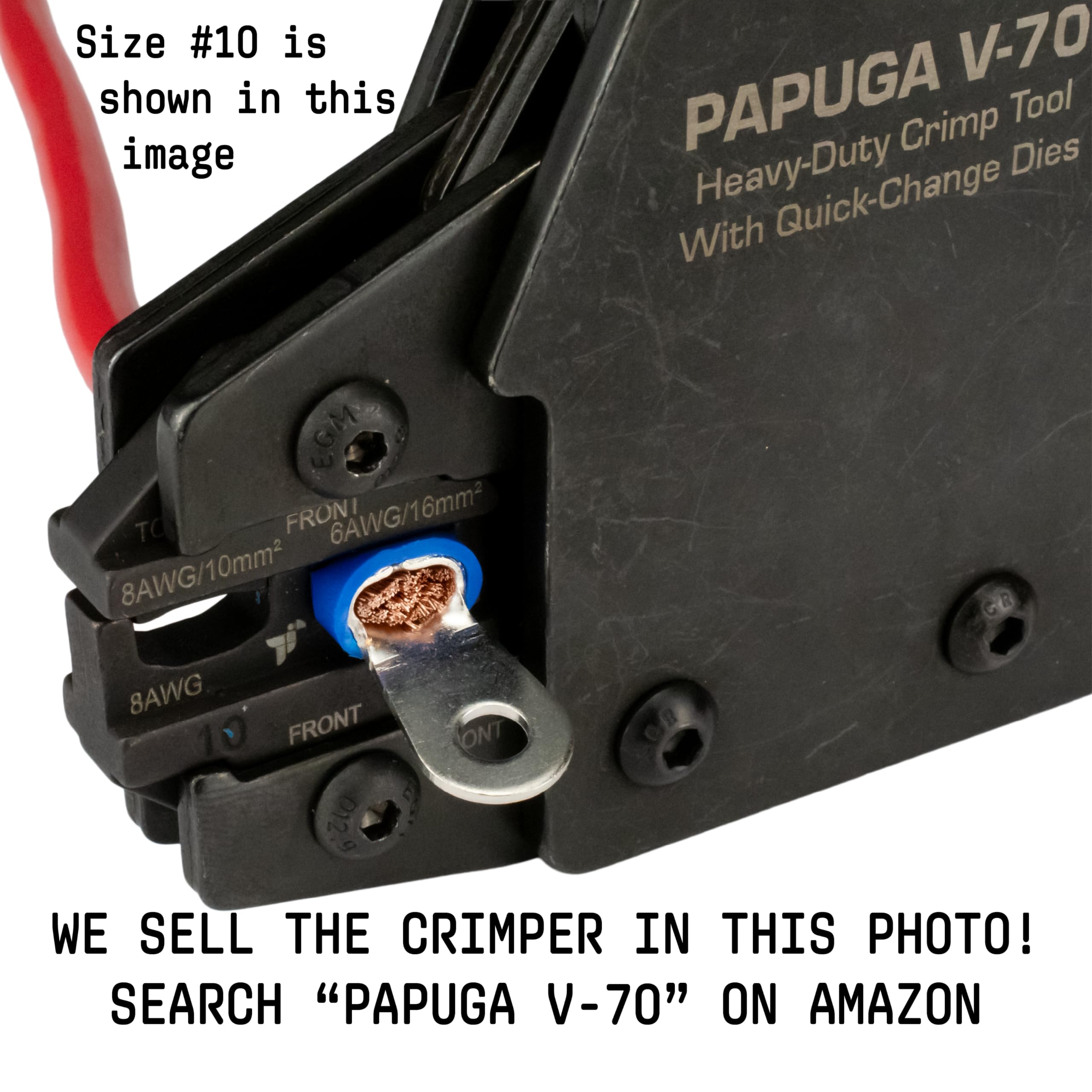 PAPUGA - 50 conectores de crimpado de anillo aislado, 6 AWG (16 mm2) de 5/16 pulgadas / M8, 600 V 88 A, terminal industrial CE RoHS de alta corriente, batería y cableado de alimentación