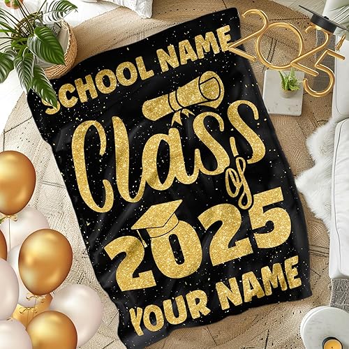 Miniatura 2 de Mantas personalizadas para clase de 2024 con nombre y escuela, manta de forro polar de 50 x 60 pulgadas para graduados, regalos de graduación suaves