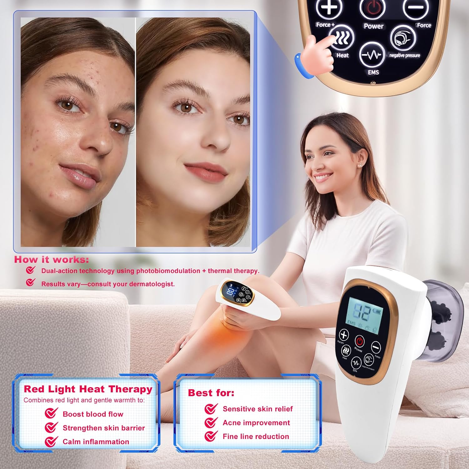 4-in-1 Anti Cellulite Massage Tool,Electric Cupping,Body Sculpting Massager for Stomach, Arms, Legs- Face Lift Device,Lymph Drainage Machine, & Skin Tightening Device (Black) - Image 4