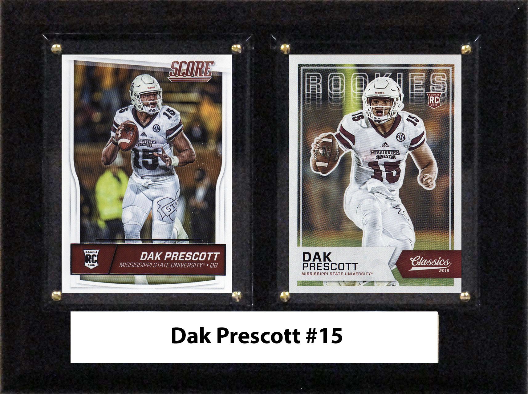 C&I Collectables NCAA Mississippi State Bulldogs Men's Dak Prescott Two Card Plaque, Brown, 6