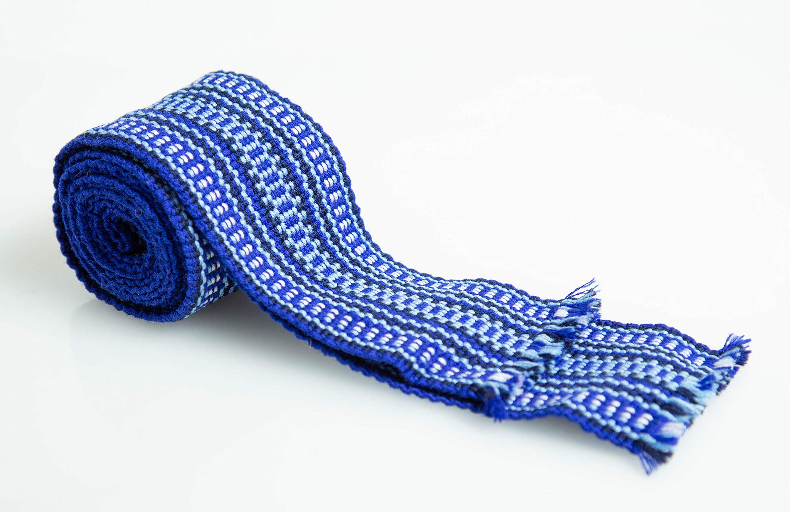 Rushnichok Ukrainian Hand Woven Homespun Cossack Belt Blue KRAYKA for Vyshyvanka 7 cm Width