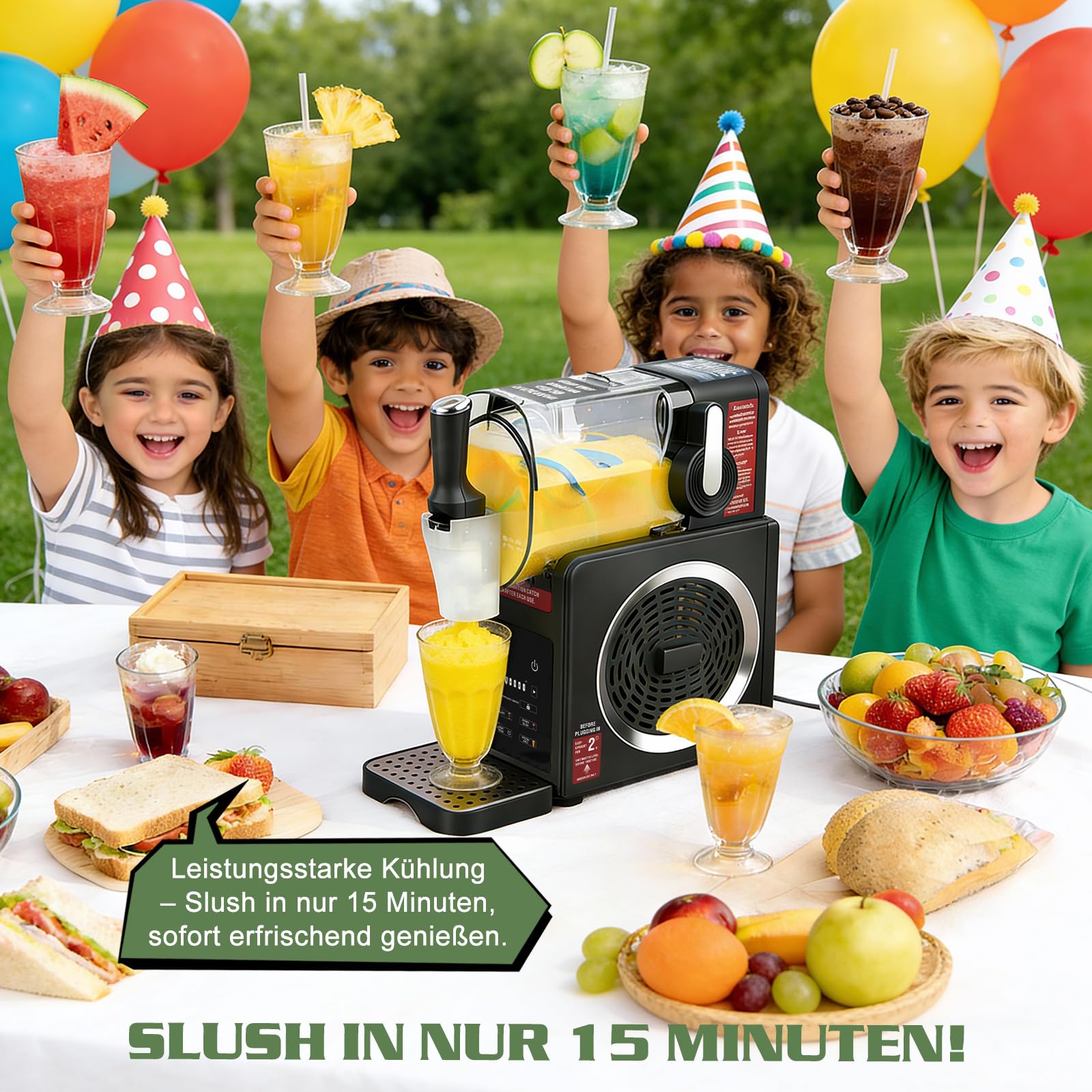 Slush Maschine selbstreinigend 2L 5 Programme Turbo-Freeze 12h Haltefunktion