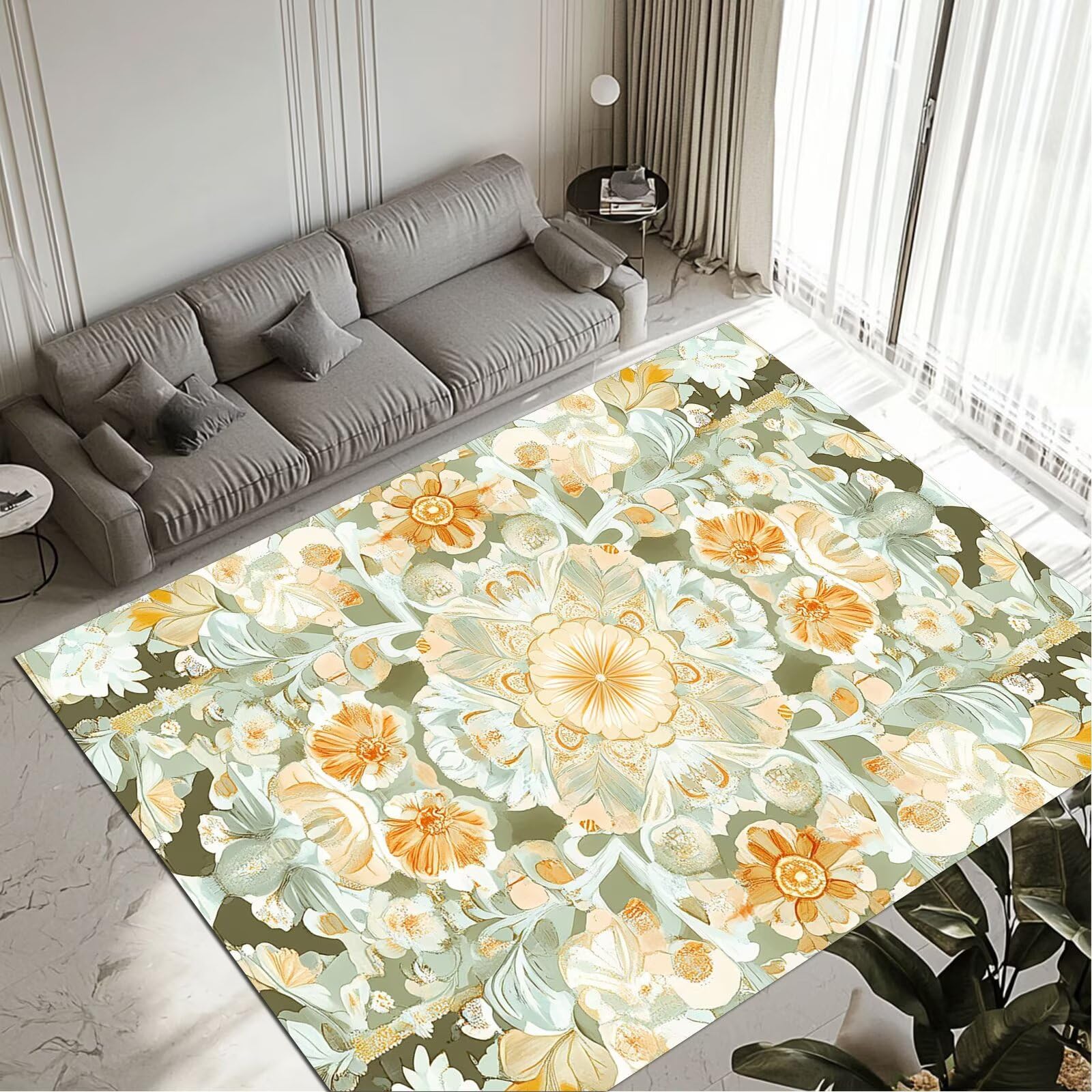 Tapis de salon chambre tapis mandala lavable 90x120cm tapis entrée