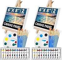 ESRICH 52-Piece Acrylic Painting Kit: 24 Colors, 20 Brushes, 4 Canvases, 2 Easels & Palettes - Ideal for Kids, Adults & Beginners