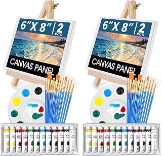 ESRICH 52-Piece Acrylic Painting Kit: 24 Colors, 20 Brushes, 4 Canvases, 2 Easels & Palettes - Ideal for Kids, Adults & Beginners