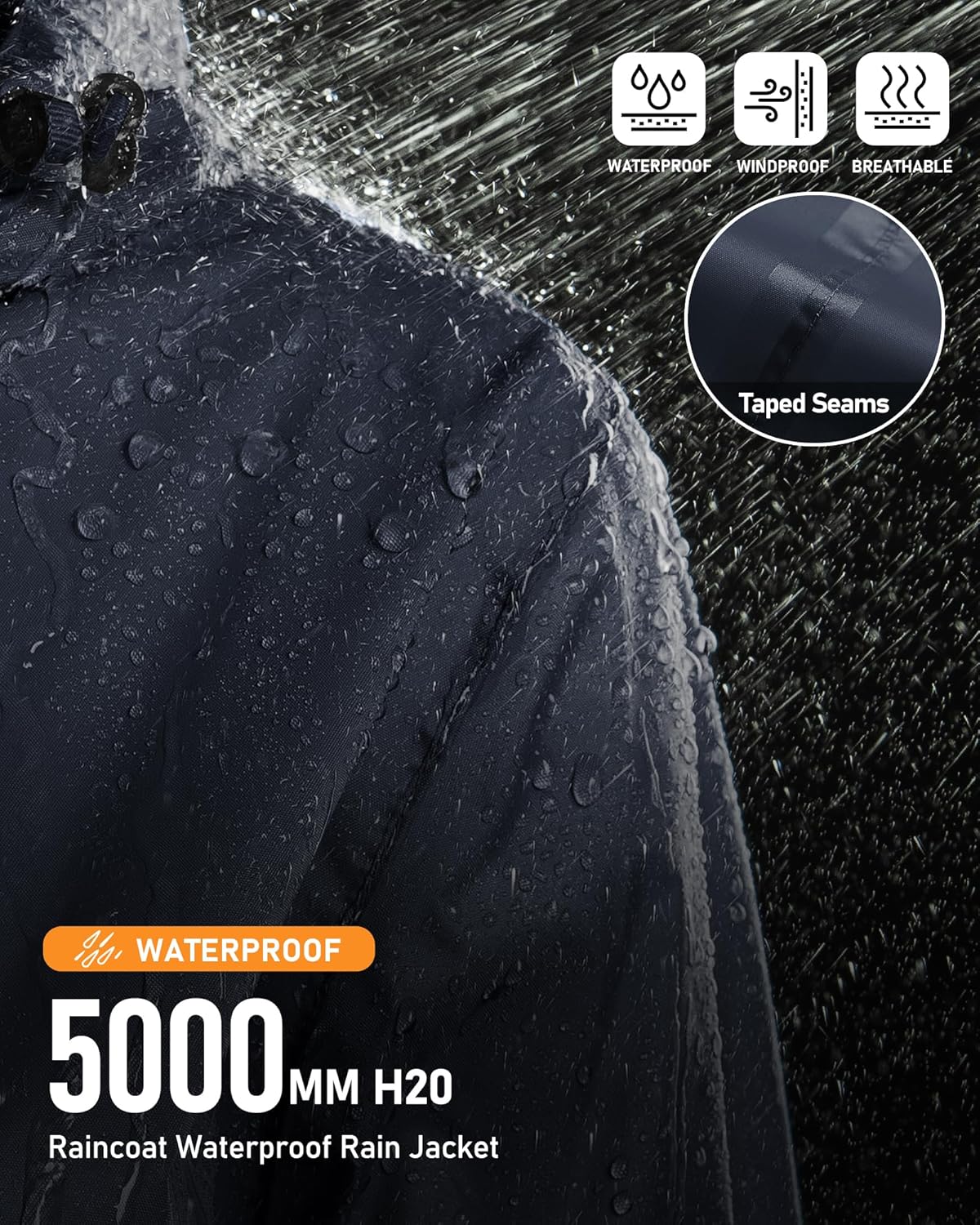 Outdoor Ventures Womens Lightweight Rain Jacket Packable Waterproof Rain Coat with Hood for Travel Windbreaker - Image 2