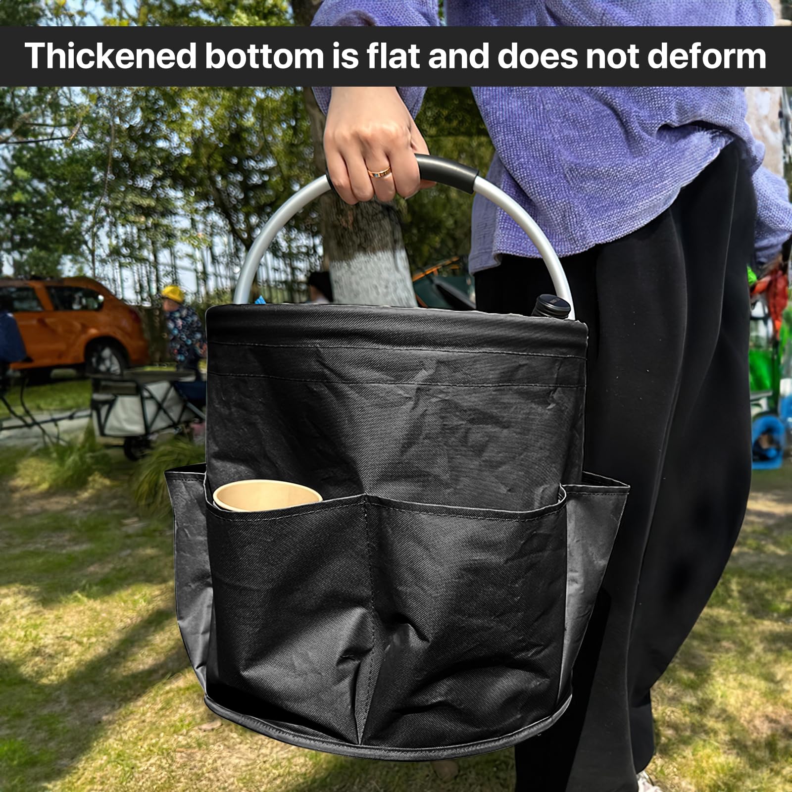 Mumisuto Panier De Nettoyage Avec PoignéE,Organiseur De Nettoyage Multi- Poches En Tissu Oxford,Rangement Produits Menagers Pliable,Sac De Nettoyage Panier Menage ImperméAble (Vert Foncé