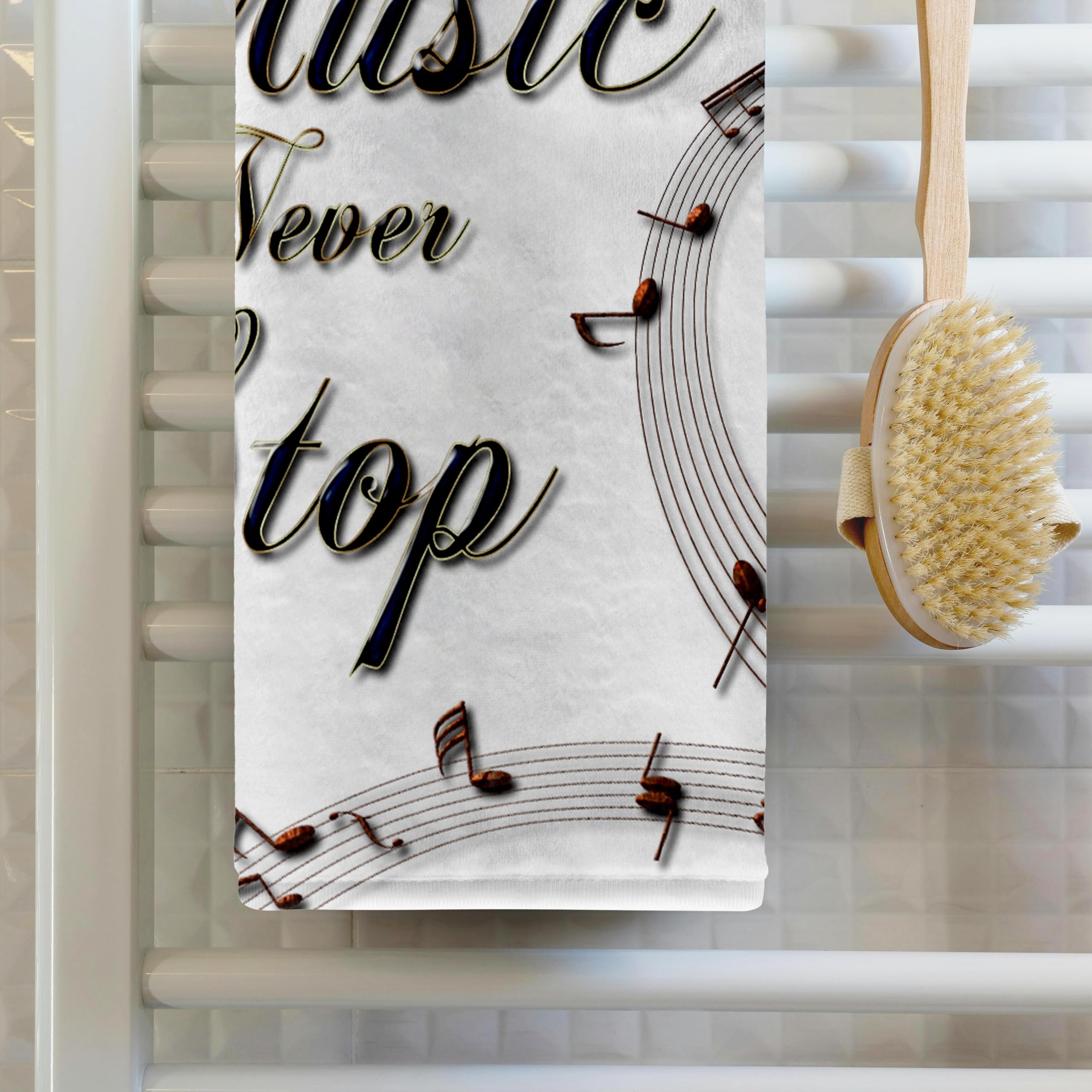 Amazon｜3D Rose May Never Stop 音符 twl_213981_1 タオル 15インチ x