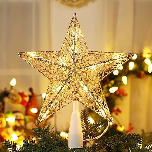 BrizLabs Luces decorativas para árbol de Navidad, 9 pulgadas, enchufables, con certificación UL, 10 luces blancas cálidas para decoración de árbol