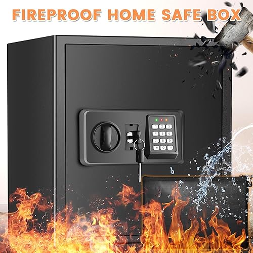 Miniatura 2 de Caja fuerte para el hogar 15 cúbicas resistente al fuego impermeable con llave de teclado digital caja de seguridad antirrobo a prueba de fuego con