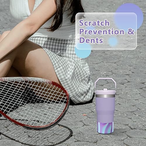 Miniatura 5 de WUQID Paquete de 2 botas de silicona mixtas para Stanley Quencher Adventure de 40 onzas y Stanley IceFlow de 20 onzas y 30 onzas, reduce las