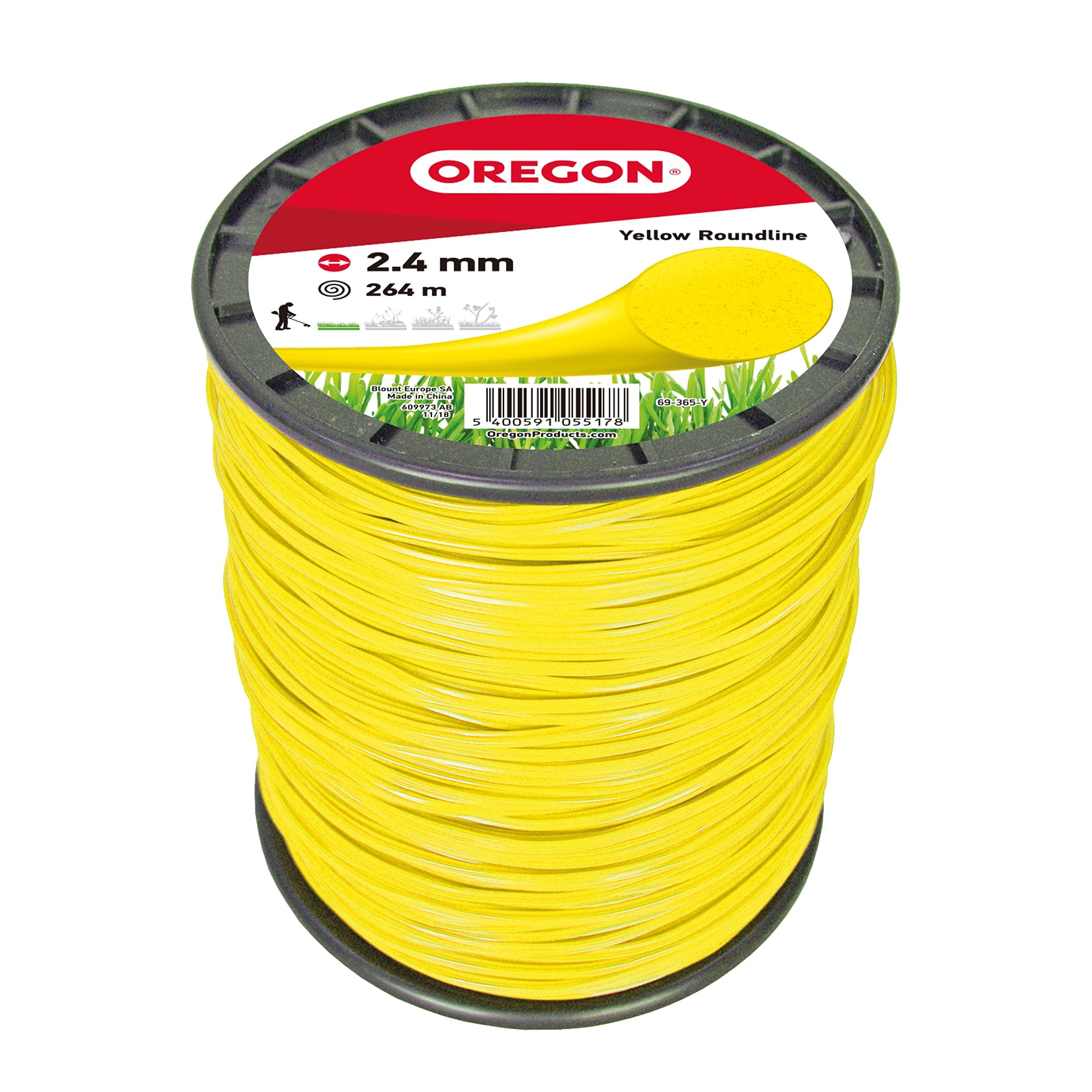 Oregon Yellow Round Hilo Redondo para Desbrozadora 2.4mm, Hierba Alta, Maleza y Vegetación Densa, Hilo de Nylon de Gran Resistencia, Compatible con la Mayoría de Modelos, 2.4mm x 264m (69-365-Y)