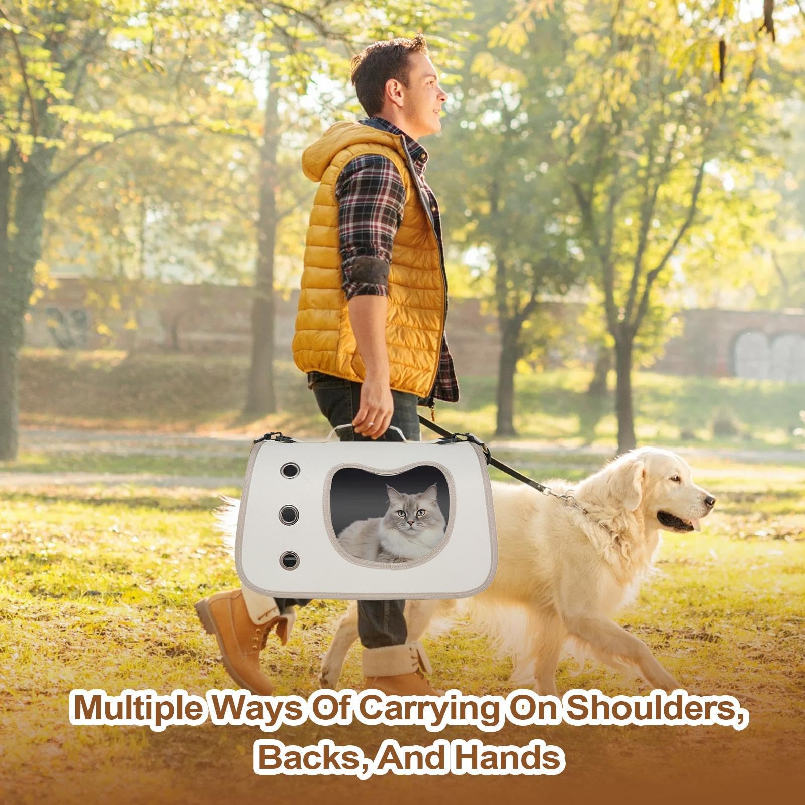 Borsa Trasportino Per Animali Domestici, Regolabile Sicuro Per Gatti, Trasporto Animali Portatile Soluzione per Passeggiate Picnic Campeggio