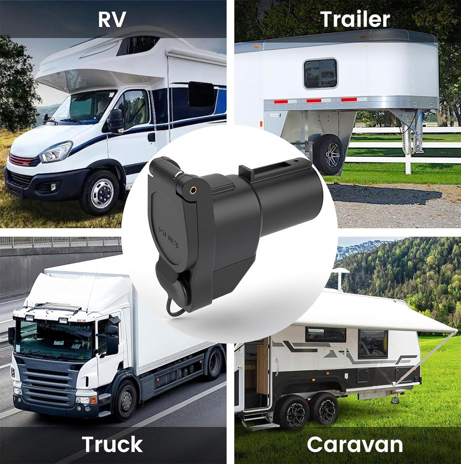 Multi Tow Trailer Adapter 7 Pin to 4 Pin Trailer Adapter, Trailer Light Adapter 7 Round to 4 Flat, 7 Pin Vehicle-Side Trailer Plug Adapter to Dual-Output 7-Plug & 4-Flat, Plug and Play Design