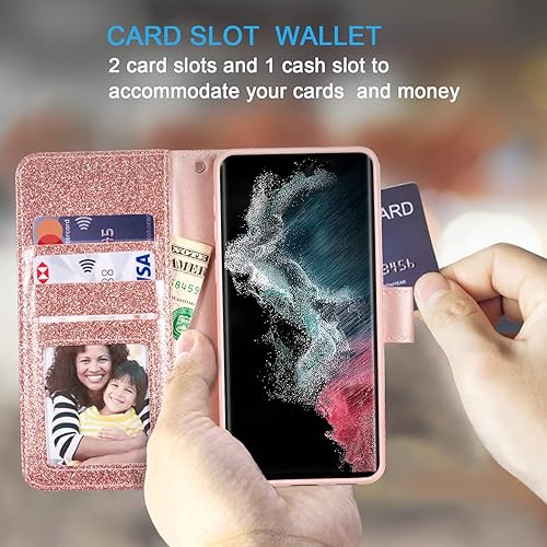 Miniatura 2 de UEEBAI Funda tipo cartera para Samsung Galaxy S20 FE 5G, funda de piel sintética con purpurina premium para teléfono, ranuras para tarjetas, funda