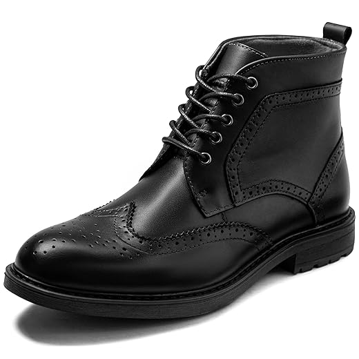 Botas masculinas modernas – Botas de cano curto Oxford estilo clássico de couro genuíno preto