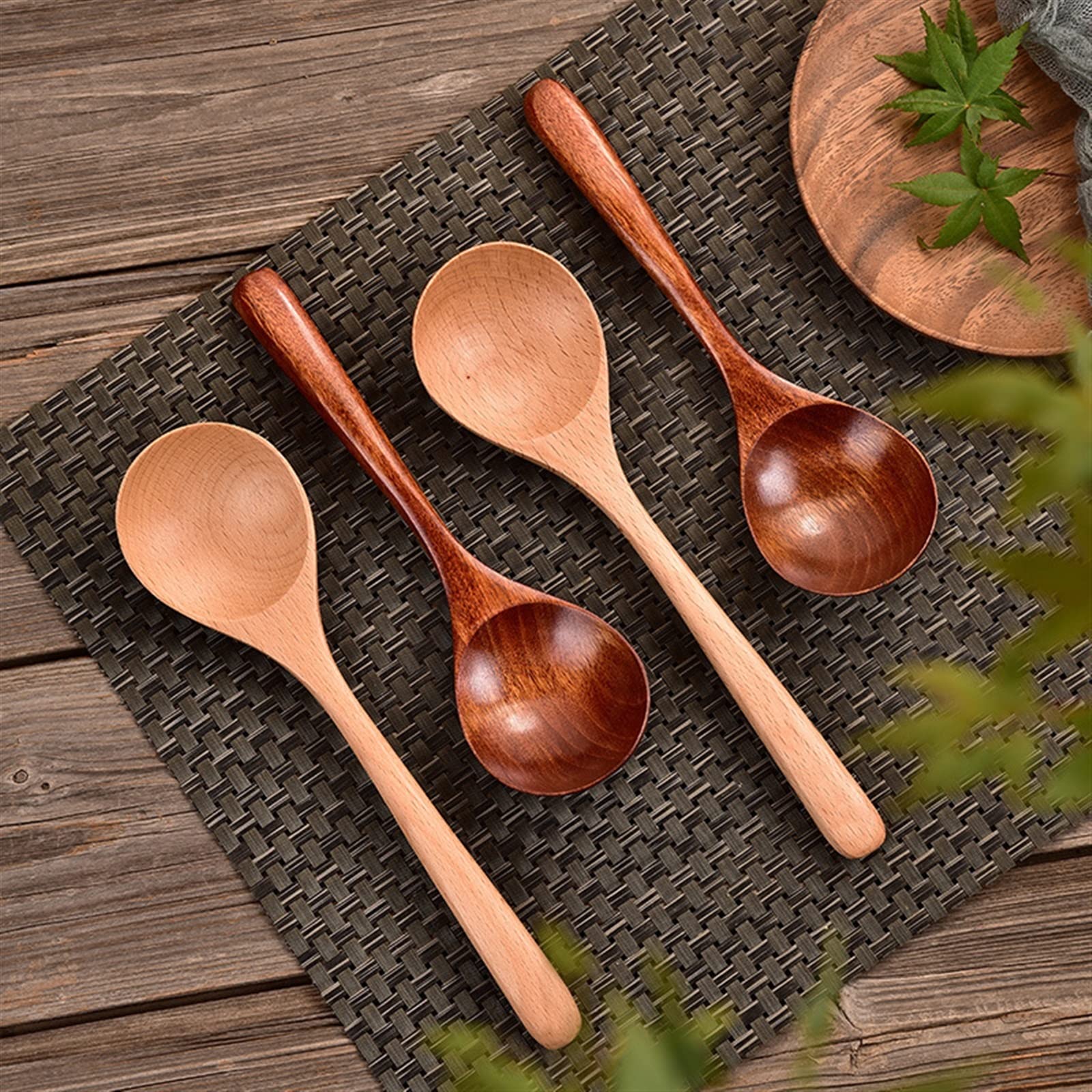 Cucharones de Cocina de Mango Largo de 23 x 6 cm, Cuchara de Sopa Redonda Grande (2) (2)