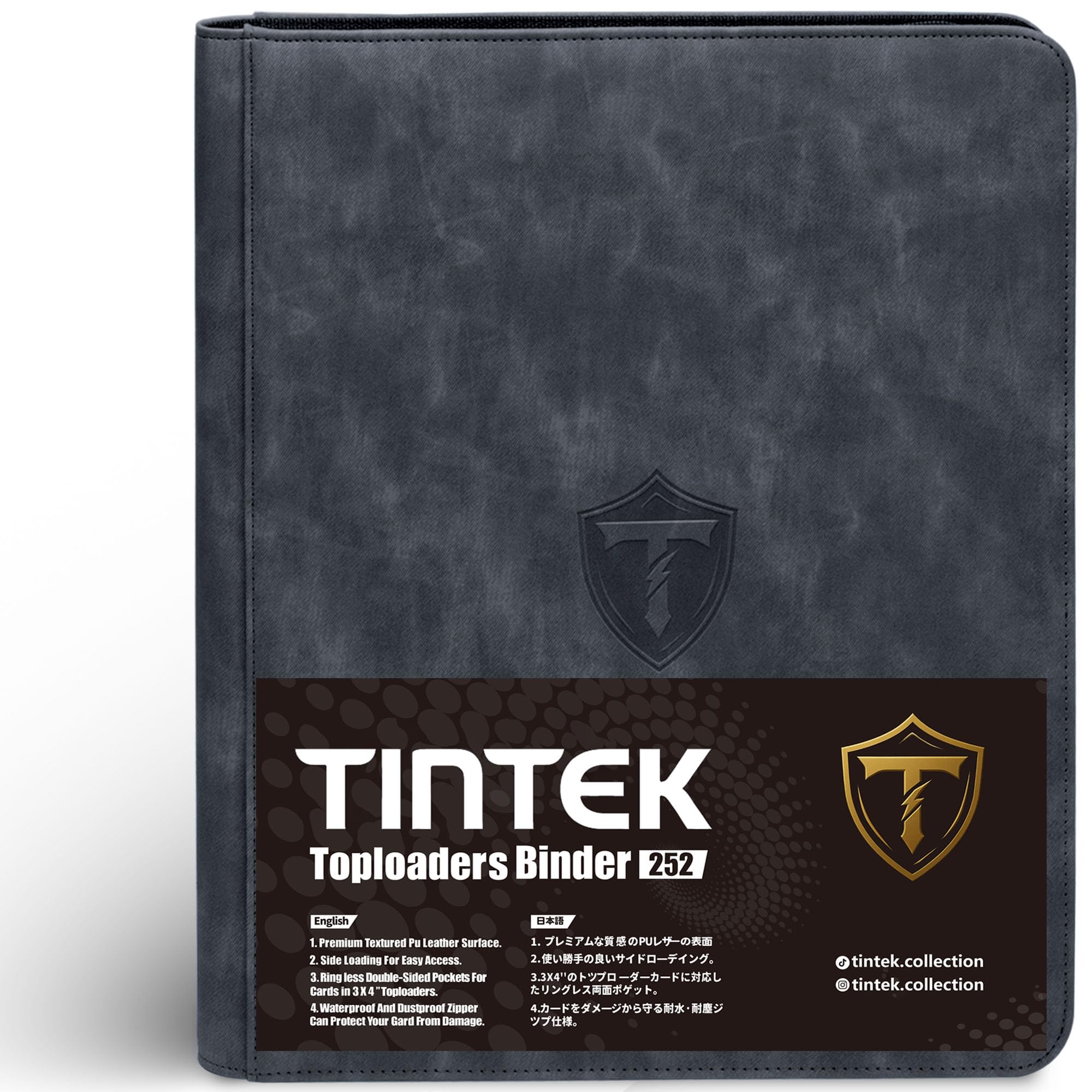 TINTEK 9-Pocket Trading Card Binder Album for Top Loader Cards – Holds 252 Cards, Compatible with 3" x 4" Sleeves, Card Holder for PTCG, Sports, TCG, Yu-Gi-Oh, MTG (Black)