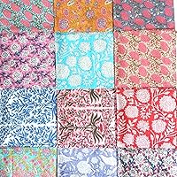 Vista 6 de COTSILER Juego de Servilletas de Algodón Premium Handblock, Estampado Floral, Hechas a Mano, Reutilizables, Lavables para Cena