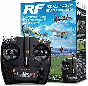 REALFLIGHT Evolution RC Flight Simulator Software with Interlink DX Controller Included RFL2000 Air/Heli Simulators Compatible with VR headsets Online Multiplayer Options