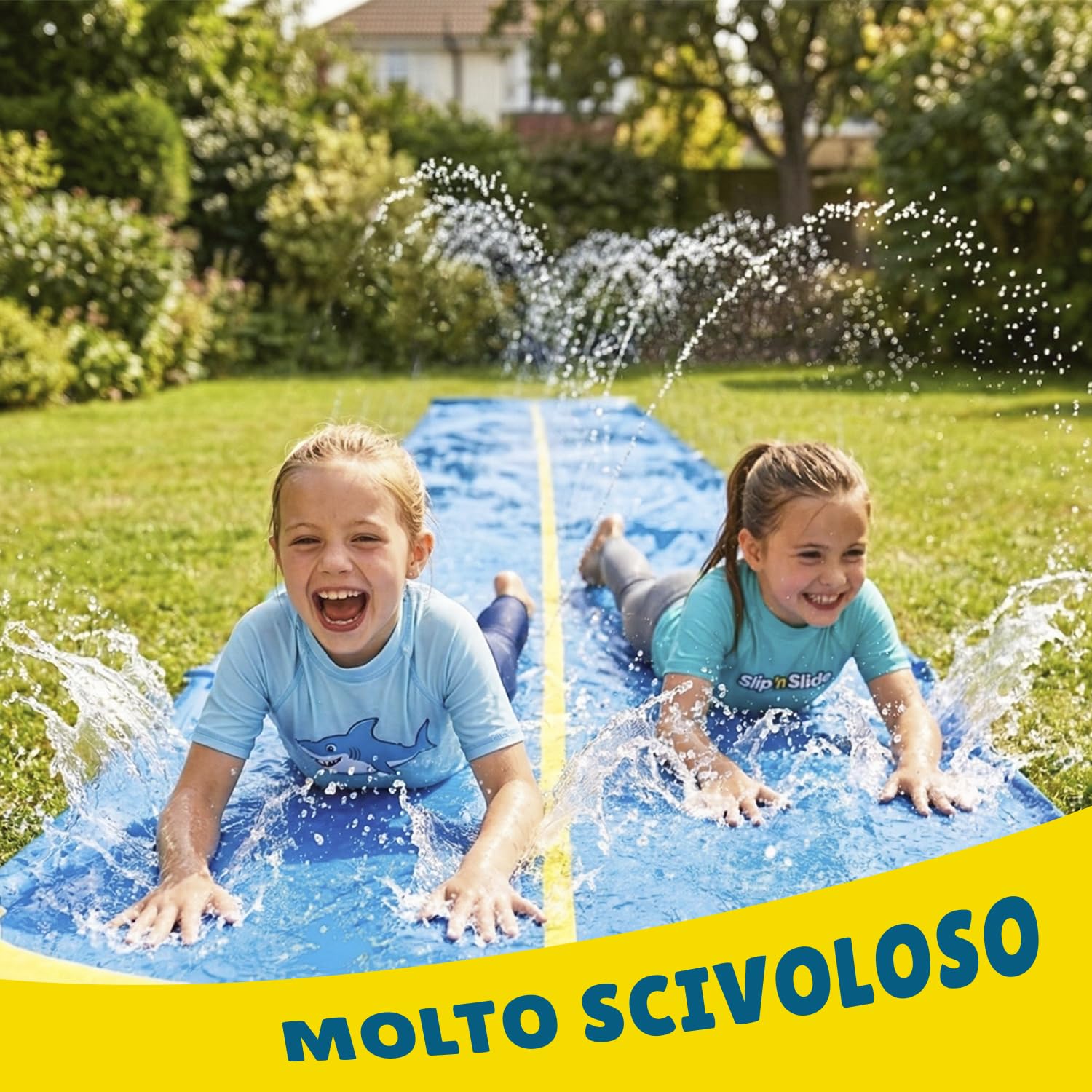 Official VentriBattle | Scivolo a Doppio Binario | Tubo dell'Acqua collegabile | 10 Metri | qualità Premium | Scivolo Slip'n Slide | Gioco d'Acqua all'aperto | + Spesso | + Rigido | + Veloce