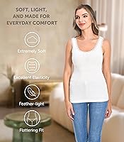 Vista 2 de Comfneat Paquete de 3 camisetas sin mangas elásticas con ribete de encaje para mujer