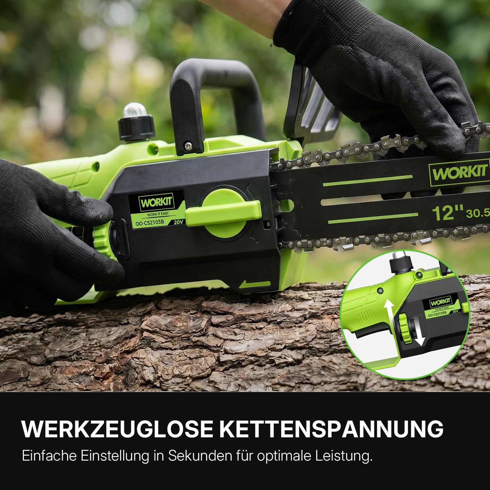 WORKIT Motosierra y motosierra con batería, 1300 W, sin escobillas, espada de 36 cm, motosierra eléctrica, incluye 2 baterías de 4,0 Ah, lubricación automática y freno de cadena, set profesional para