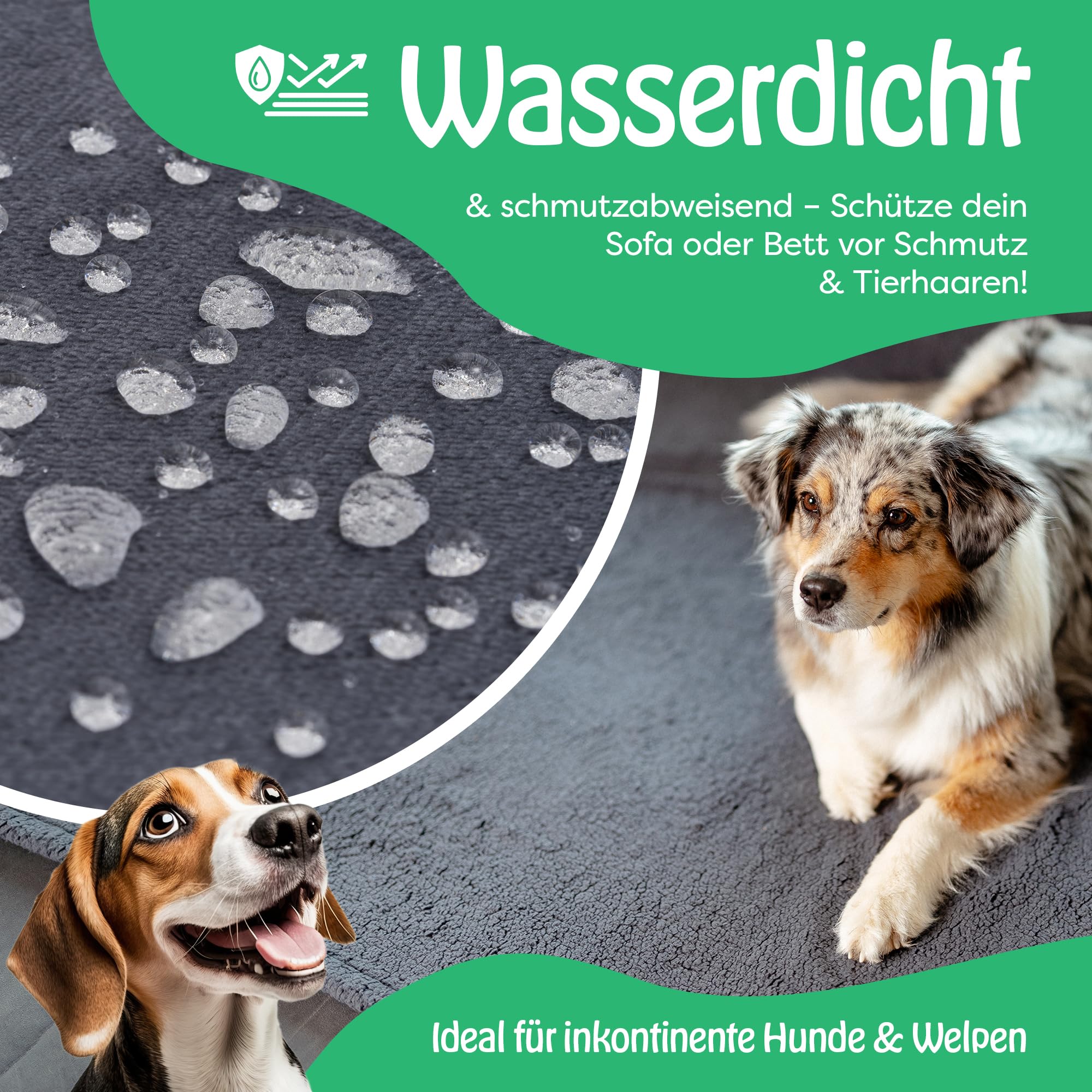 wasserdichte Hundedecke – 152x203cm/XXL/grau – Flauschige & wasserdichte Haustierdecke für Sofa, Bett & Auto – beidseitig, waschbar, für Hunde & Katzen