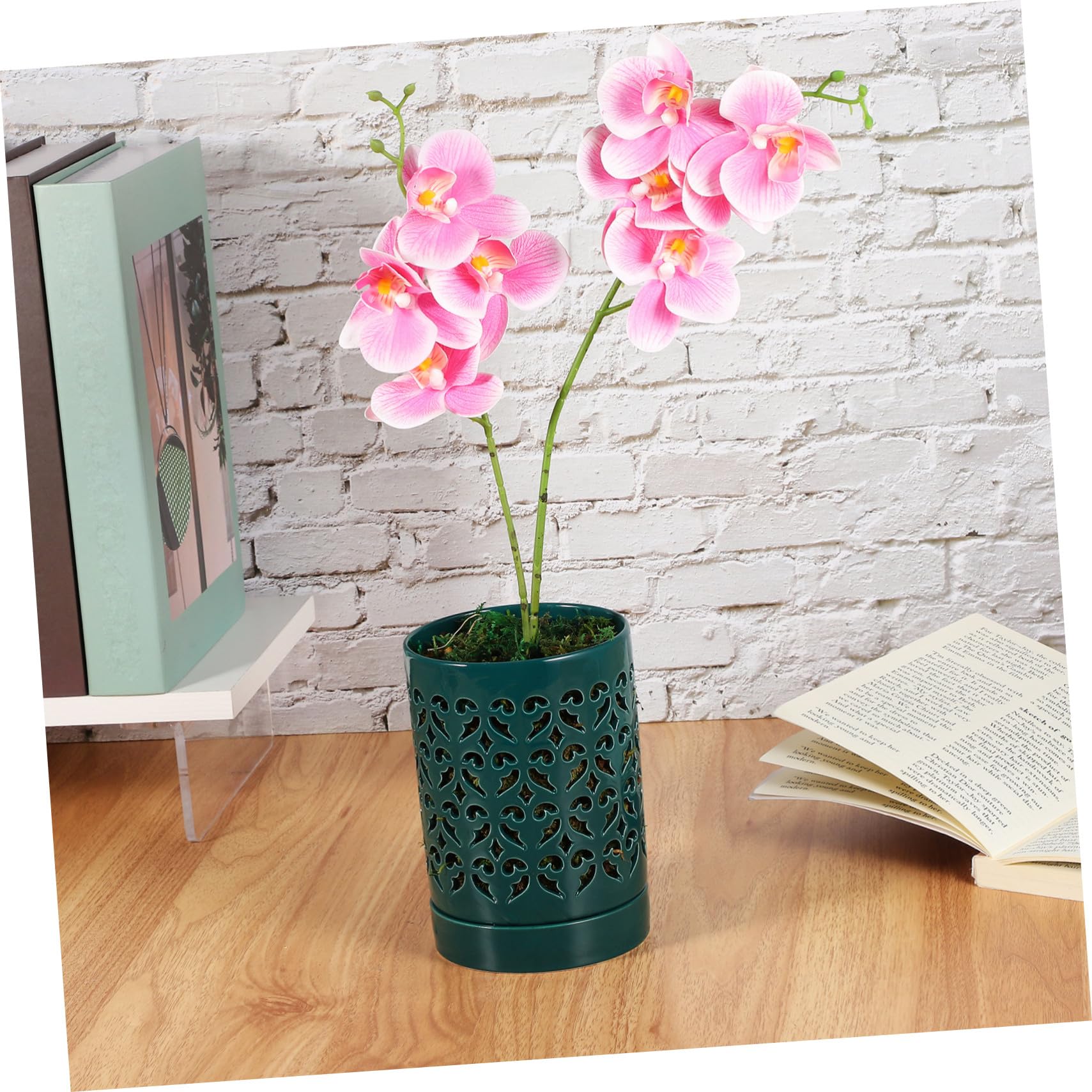 Artibetter Pot à Orchidées avec Trous et Coupelle en Céramique Ajourée Facile à Utiliser Résistant à l'usure pour Plantes D'intérieur et Jardinage