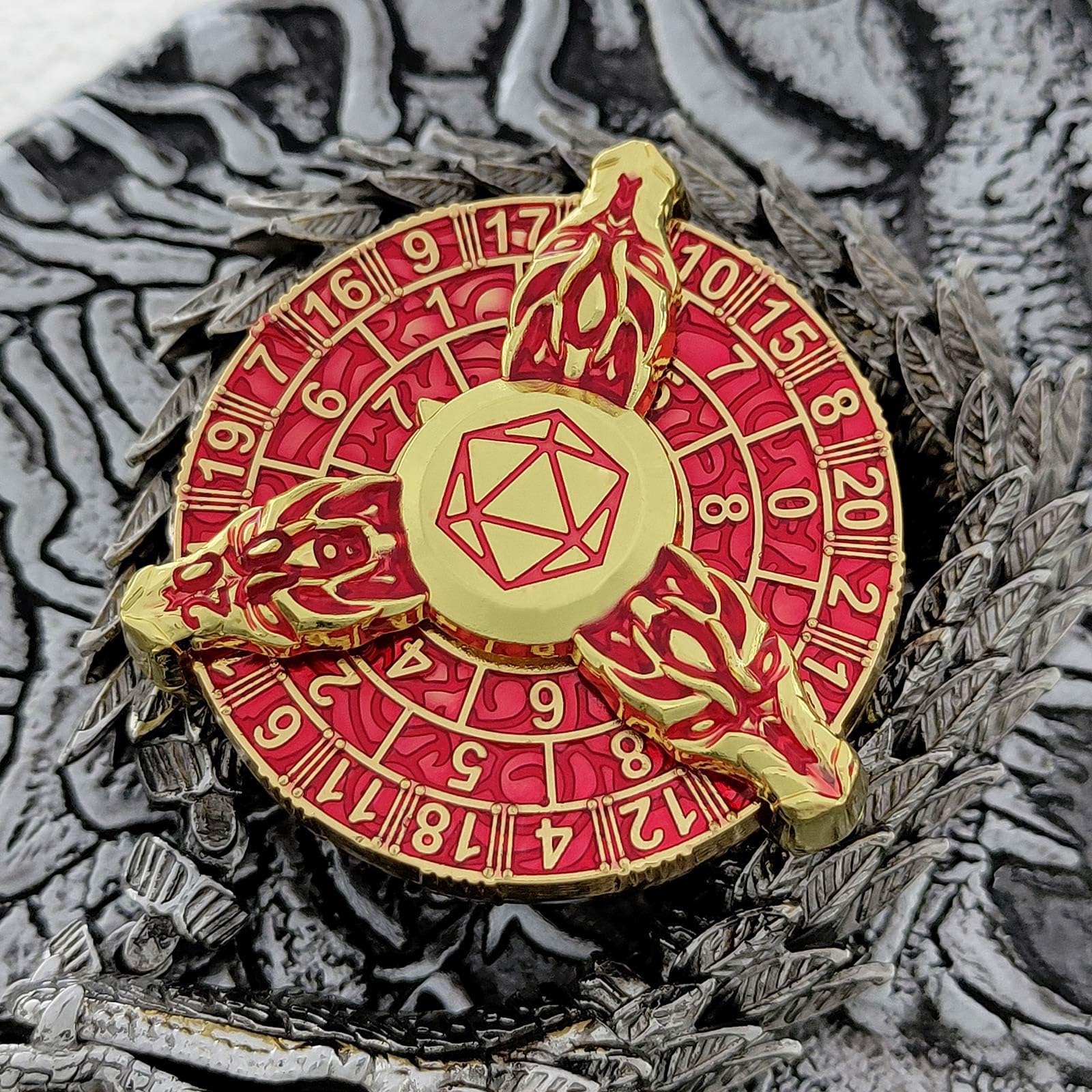 2025 Dragon Roulette Dice Spinner for DND Dice Set 7-in-1 Dragon Metallic D&D Dice with Gift Case for Dungeons and Dragons Game Gifts for RPG Role Playing Tabletop Games (Red gold) - Image 2