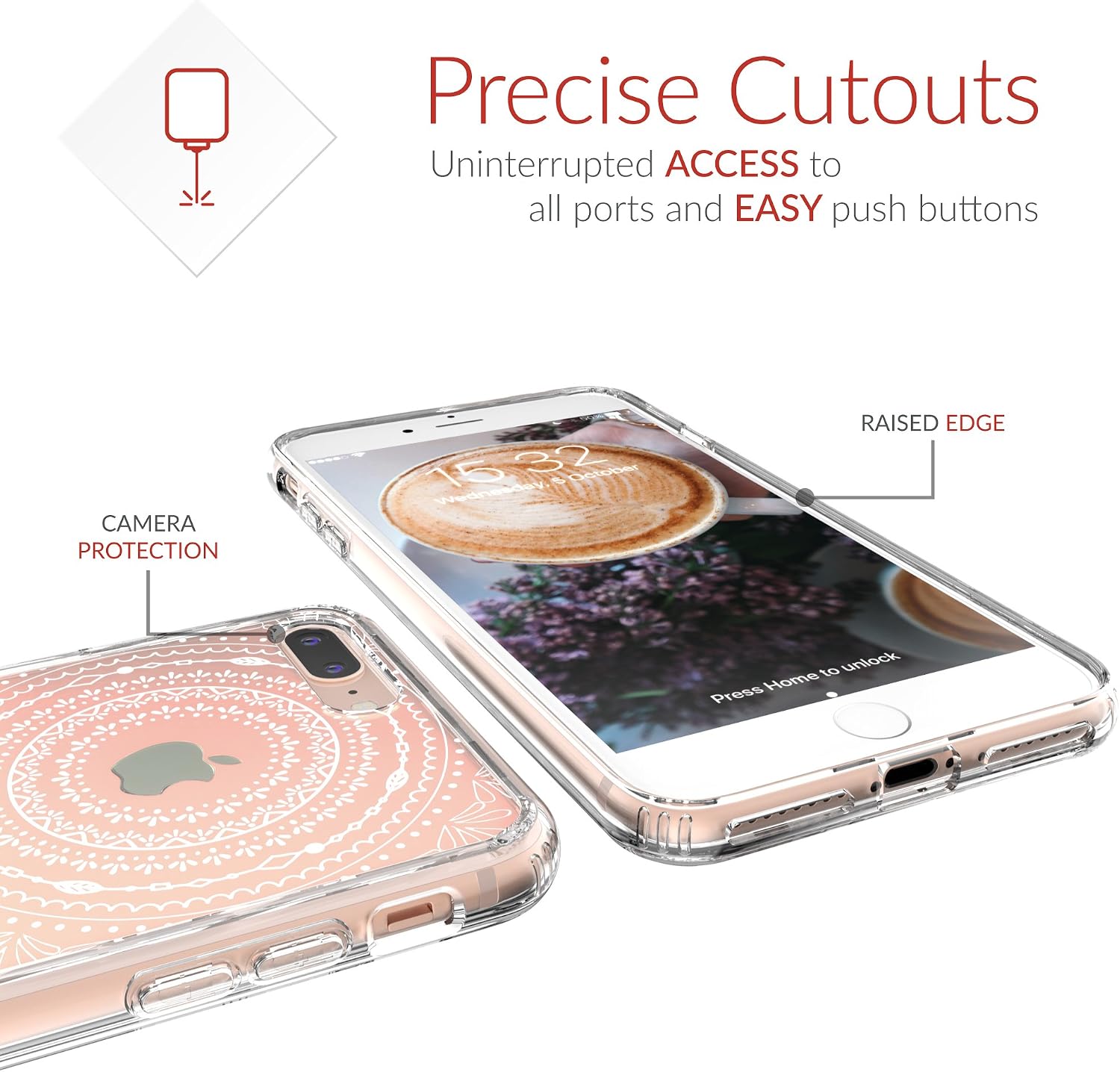 Crave iPhone 7 Plus Case, Clear Guard Protection Case for Apple iPhone 7 Plus (5.5 inch) - Henna Circle Edition