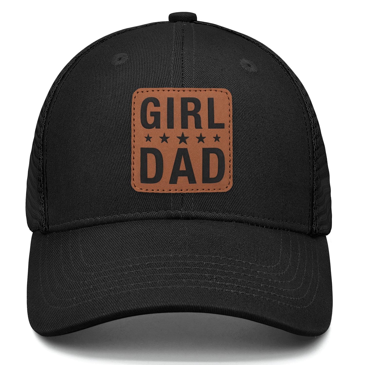 Girl Father Daddy Dad hat Gifts Fathers Day Birthday Christmas for Dad Papa from Daughter Son Black Trucker Leather Patch Hat