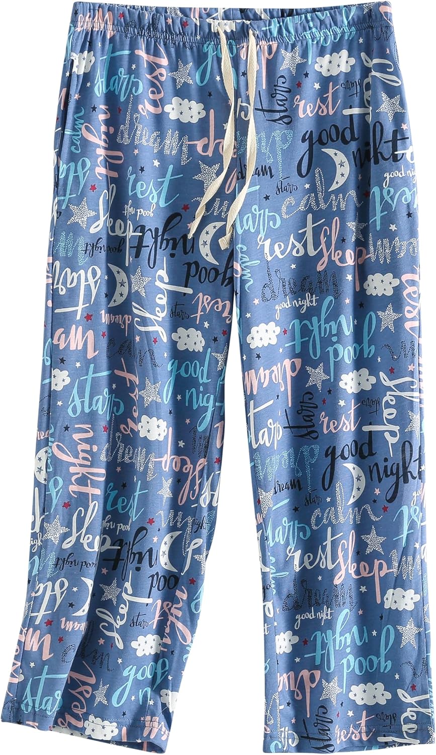 PNAEONG 3 Pack Women Pajama Pants Capri Length Drawstring Pj Bottoms Sleep Lounge Pants with Pockets S-3XL - Image 7