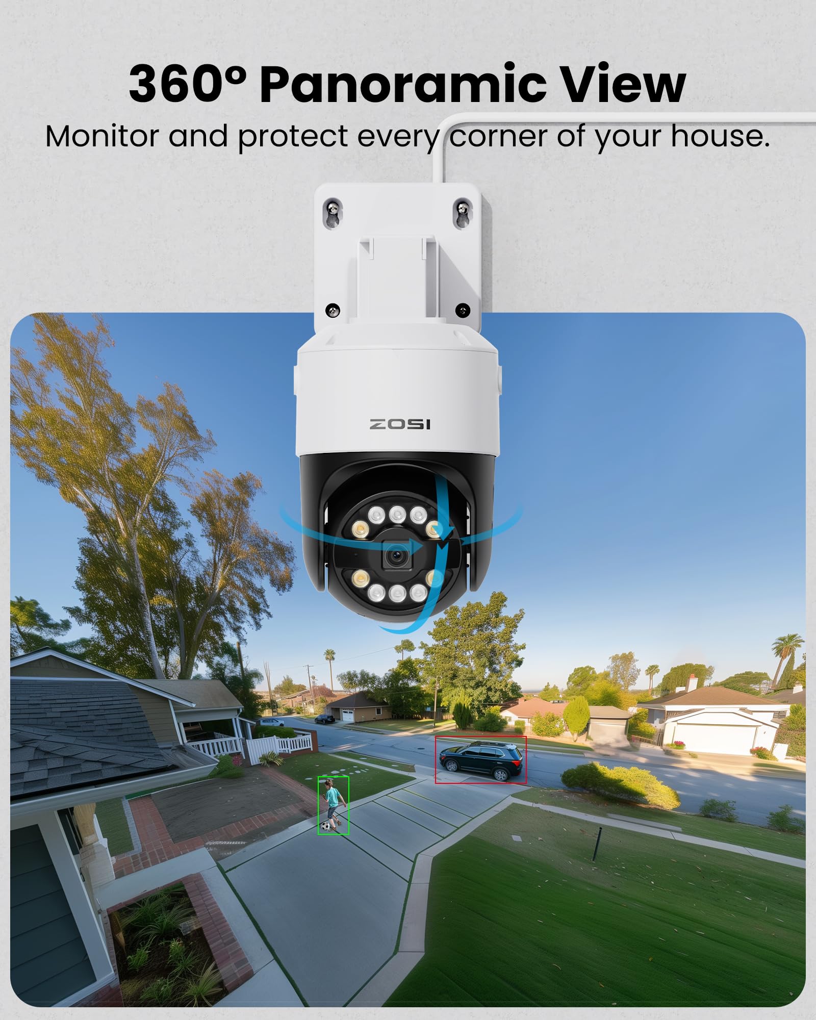 ZOSI 3K Kit Cámaras de Vigilancia PoE Exterior 4K 8CH Grabador NVR 2TB HDD con 5MP Cámara Seguridad IP, Detección y Seguimiento de Persona, Visión Nocturna, Audio Bidireccional