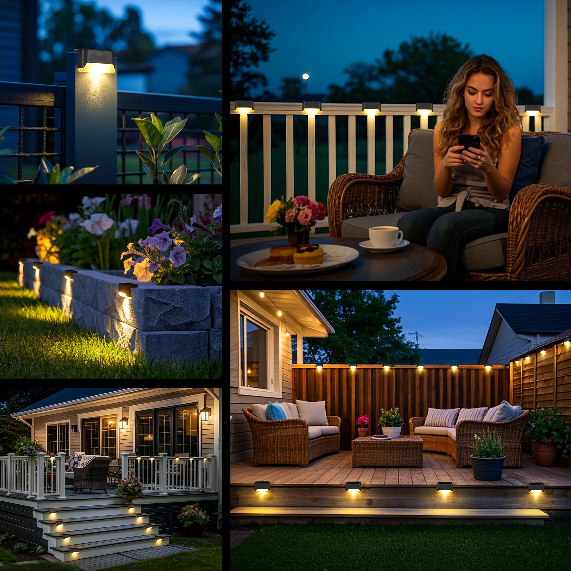GIGALUMI Luces Solares para Exteriores Pack de 16, Luces para Escaleras, Impermeables, Iluminación LED para Escaleras Exteriores, Escalones, Vallas, Patios, Terrazas, Gris, Blanco Cálido - 5