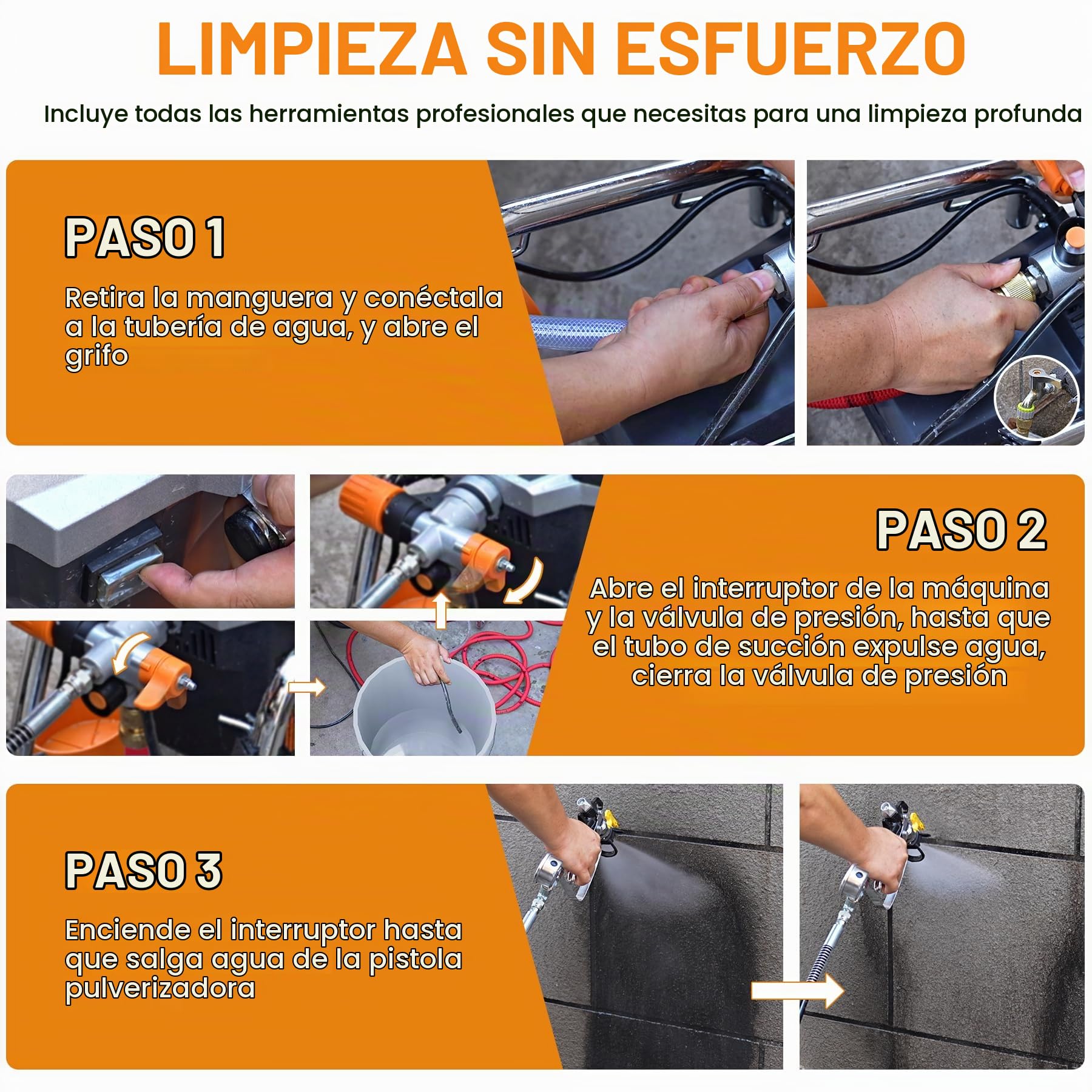 MAXXT Pistola de Pintura Airless Alta Potencia 1300W, 220-240V~50Hz, Presión Máx 3000PSI, Caudal 1,44L/min, Manguera 7,5m, Boquilla 517, Manómetro & Accesorios Completos para Hogar y Profesional