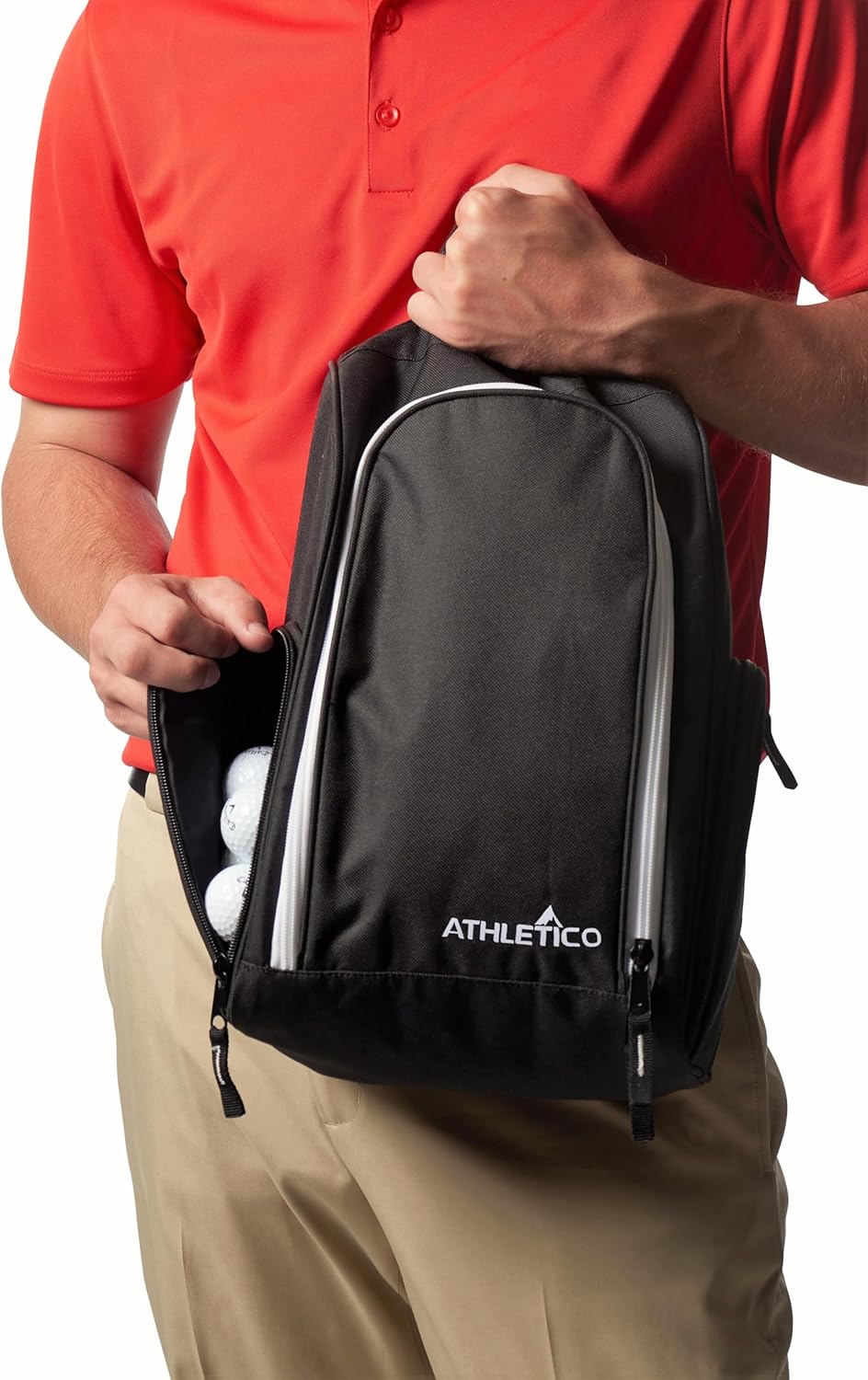 Athletico Golf Shoe Bag - Zippered Shoe Carrier Bags With Ventilation & Outside Pocket for Socks, Tees, etc. Perfect Storage (Black) - Image 7