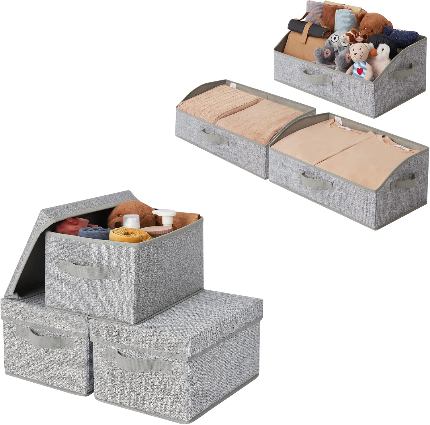 GRANNY SAYS Bundle of 3-Pack Clothing Storage Bins & 3-Pack Trapezoid Storage Bins for Wardrobe