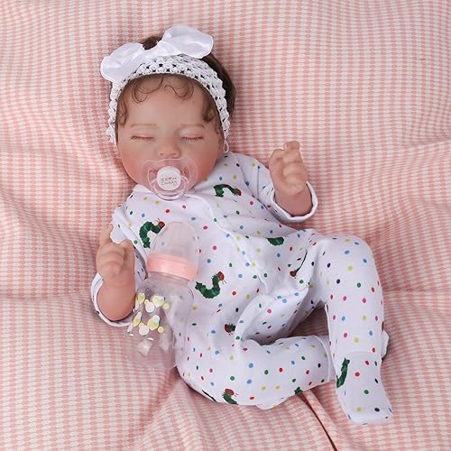 Lifelike Reborn Baby Dolls Girl-20 inch Realistic Sleeping Real Life Newborn Girl with Hand-Rooted Hair, Weighted Soft Body, Birthday Gift Toy with Accessories for Kids Age 3+