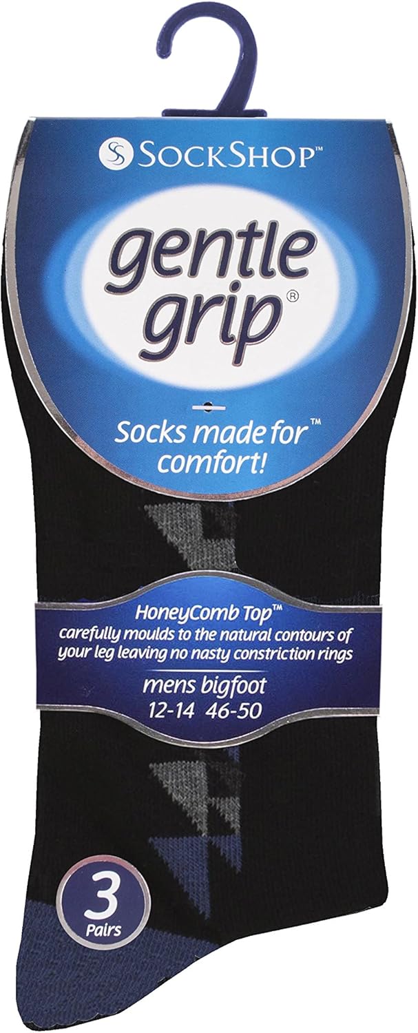 Gentle Grip - 6 Pack Mens Non Binding Loose Top Cotton Rich Dress Socks 13-15 US (13-15 us, SOMRJ34)