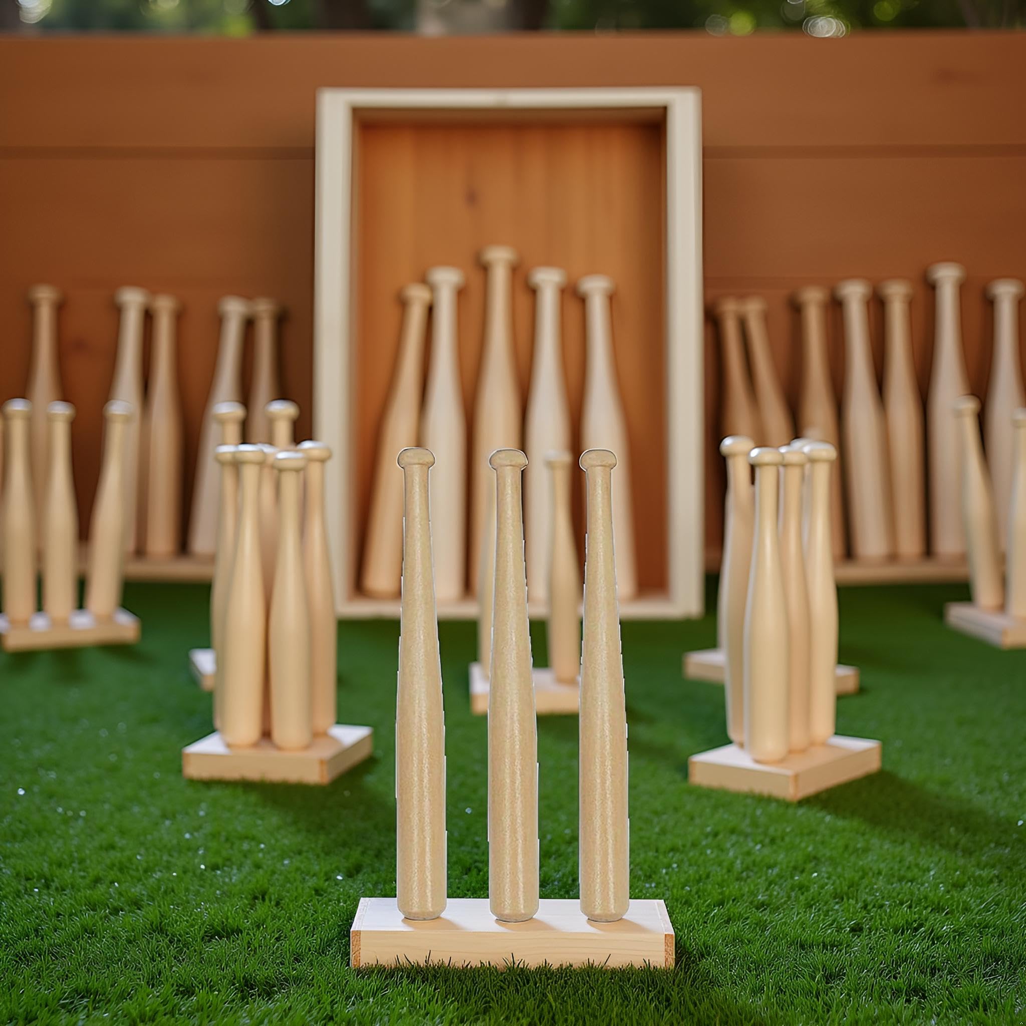 3 Pcs Wood 150mm Mini Baseball Bats Unfinished Small Wooden Bats Wood Baseball Bats Baseball Softball Stand Display with Wooden Ring for Painting DIY Craft Baseball Sports - Image 4