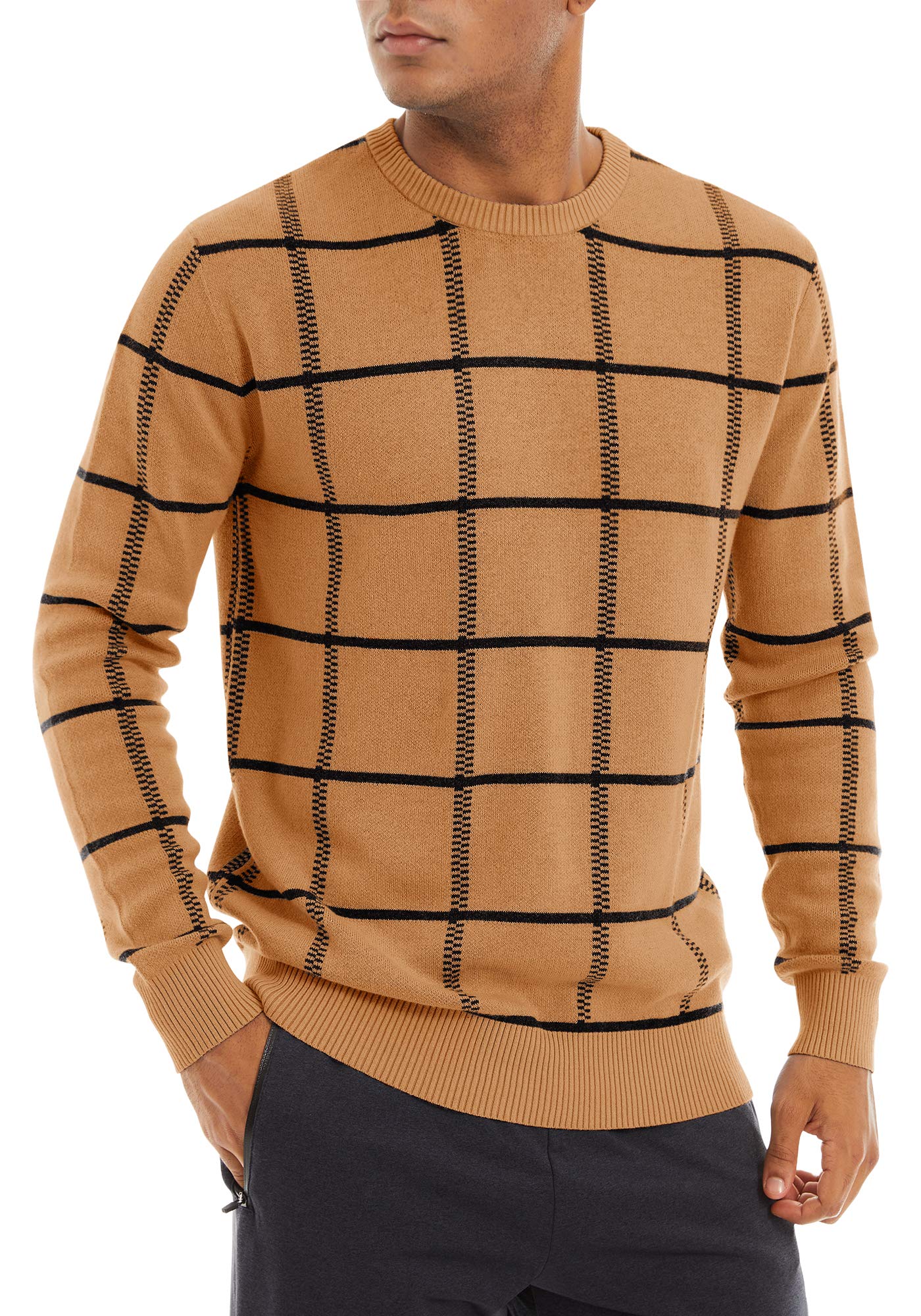 TACVASENMen's Jumper Winter Sweater Crew Neck Pullover Jumpers Warm Knit Sweatshirt Casual Autumn Sweaters