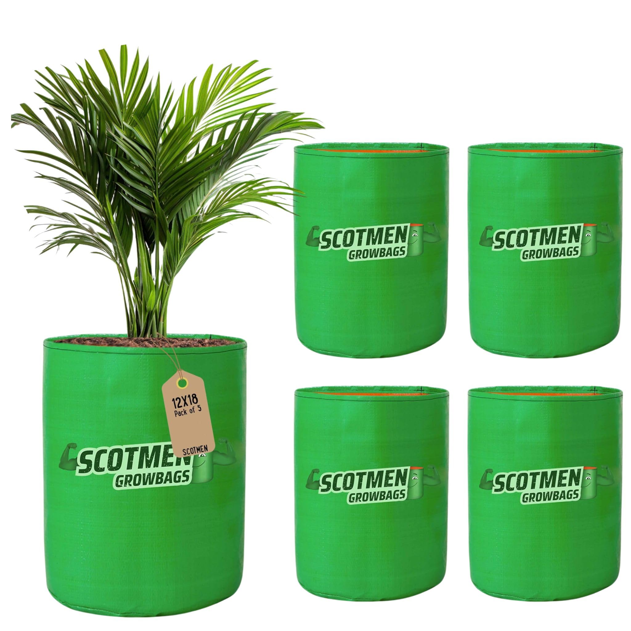 SCOTMEN Polyethylene Round Green Grow Bags 12x18 Inch – Pack of 5 Terrace Home Gardening Plant Growing Bag with UV Stabilized Grow Bag for Outdoor & Indoor Gardening (B0B9YFBKQ6) Amazon Price History, Amazon Price Tracker