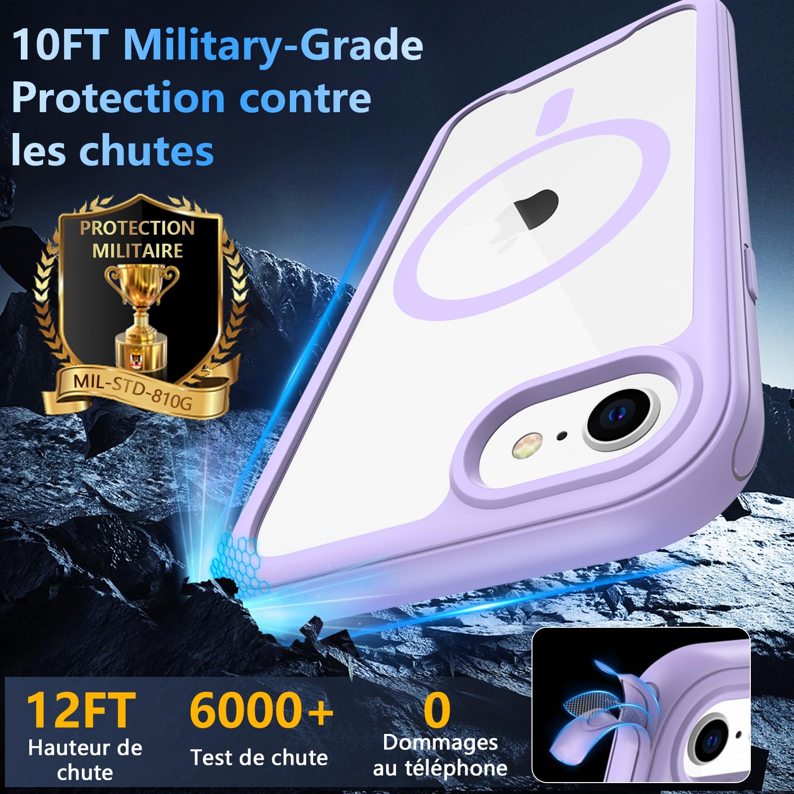 Hensinple Coque 360° Antichoc Pour IPhone SE 2022/2020/8/7 - Avec Protection écran Intégrée, Couleur Rouge