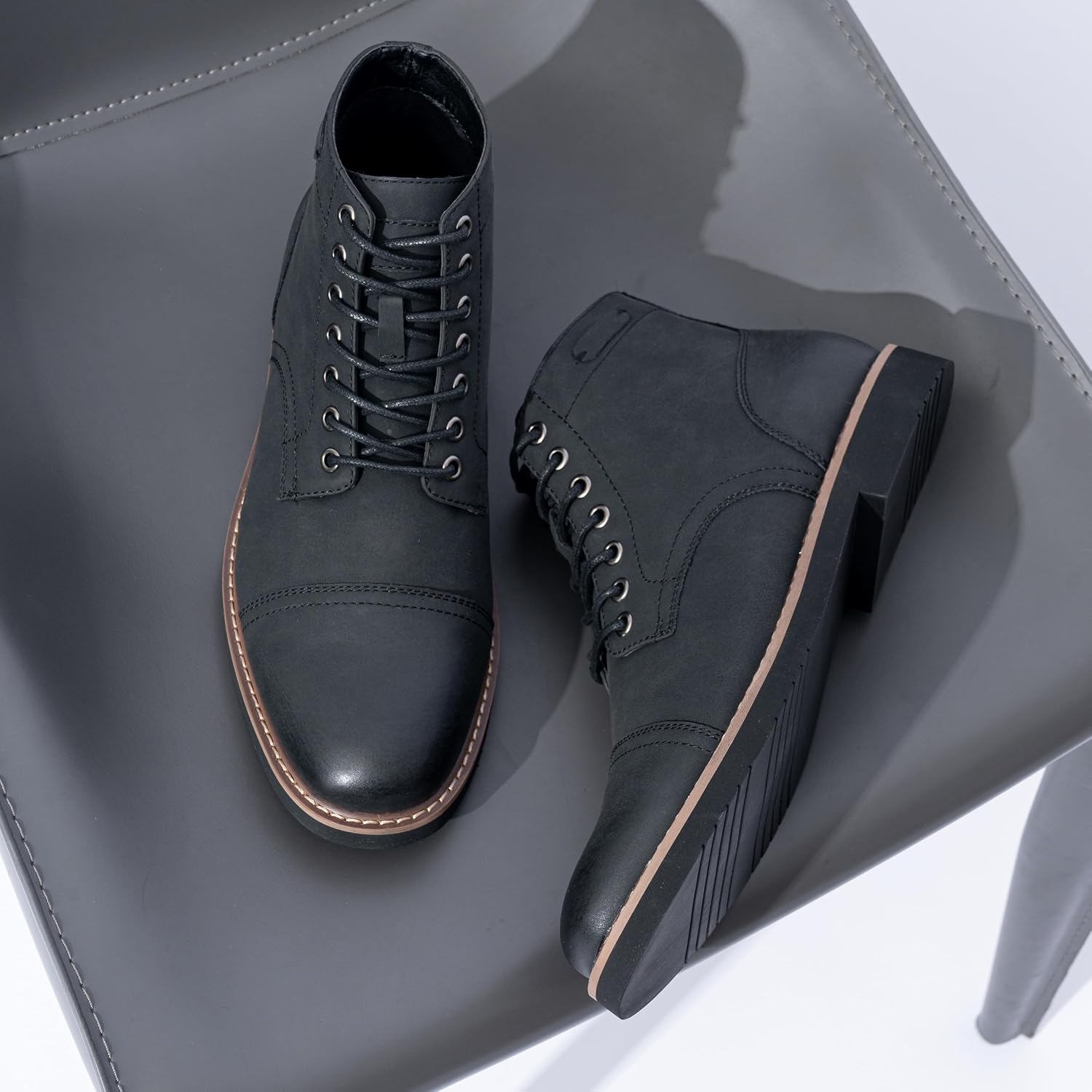 Vostey Mens Dress Boots Cap Toe Chukka Boots image 2