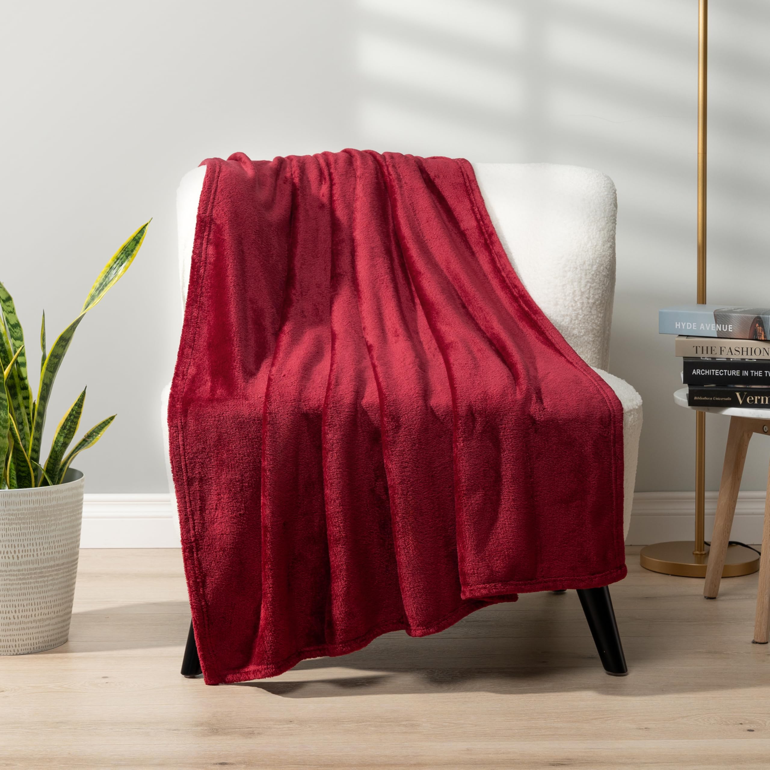 Amazon.com: PAVILIA Wine Red Fleece Throw Blanket for Couch