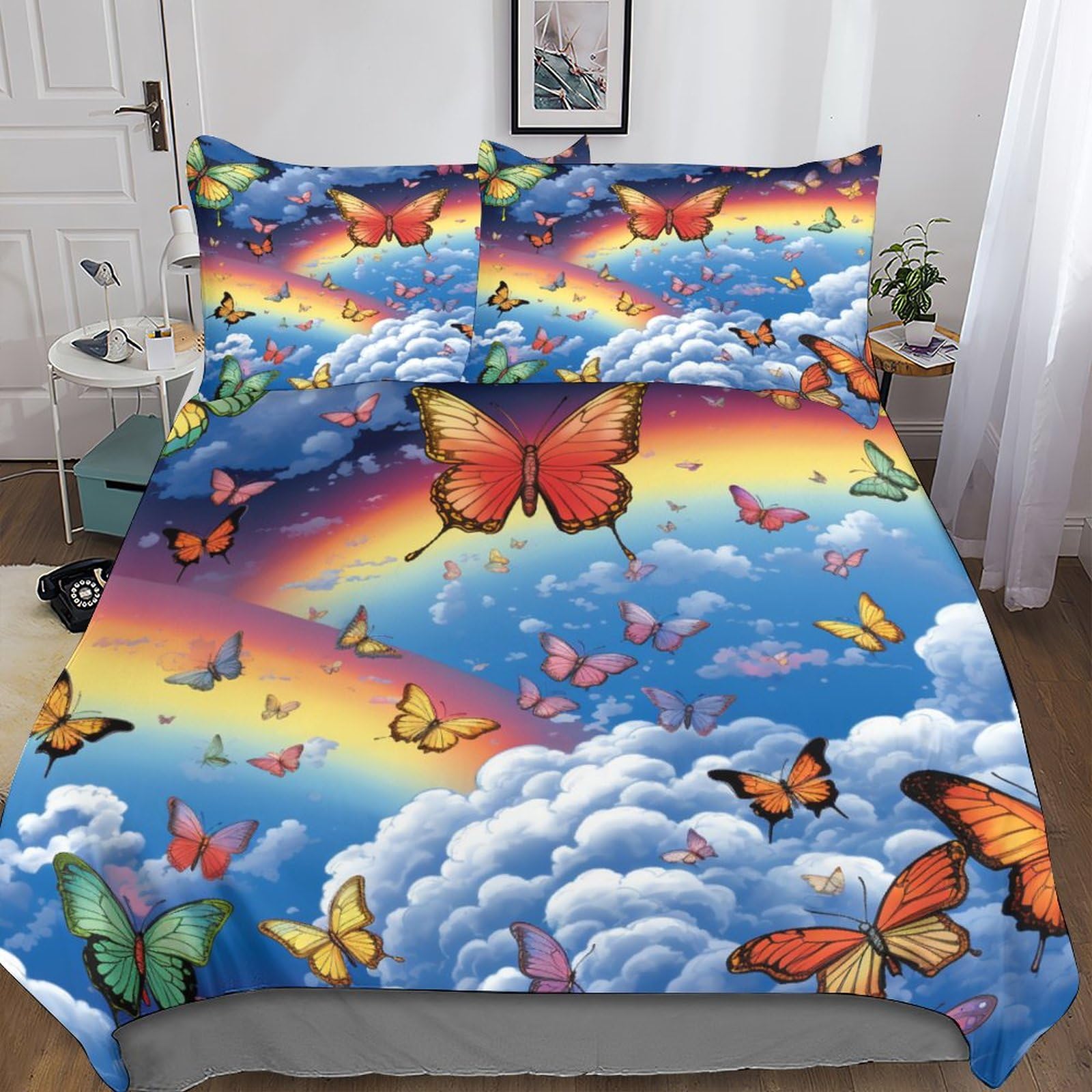Housses de couettes imprimé animal IOFEER parure 3 pièces microfibre pour lit King 220x240cm