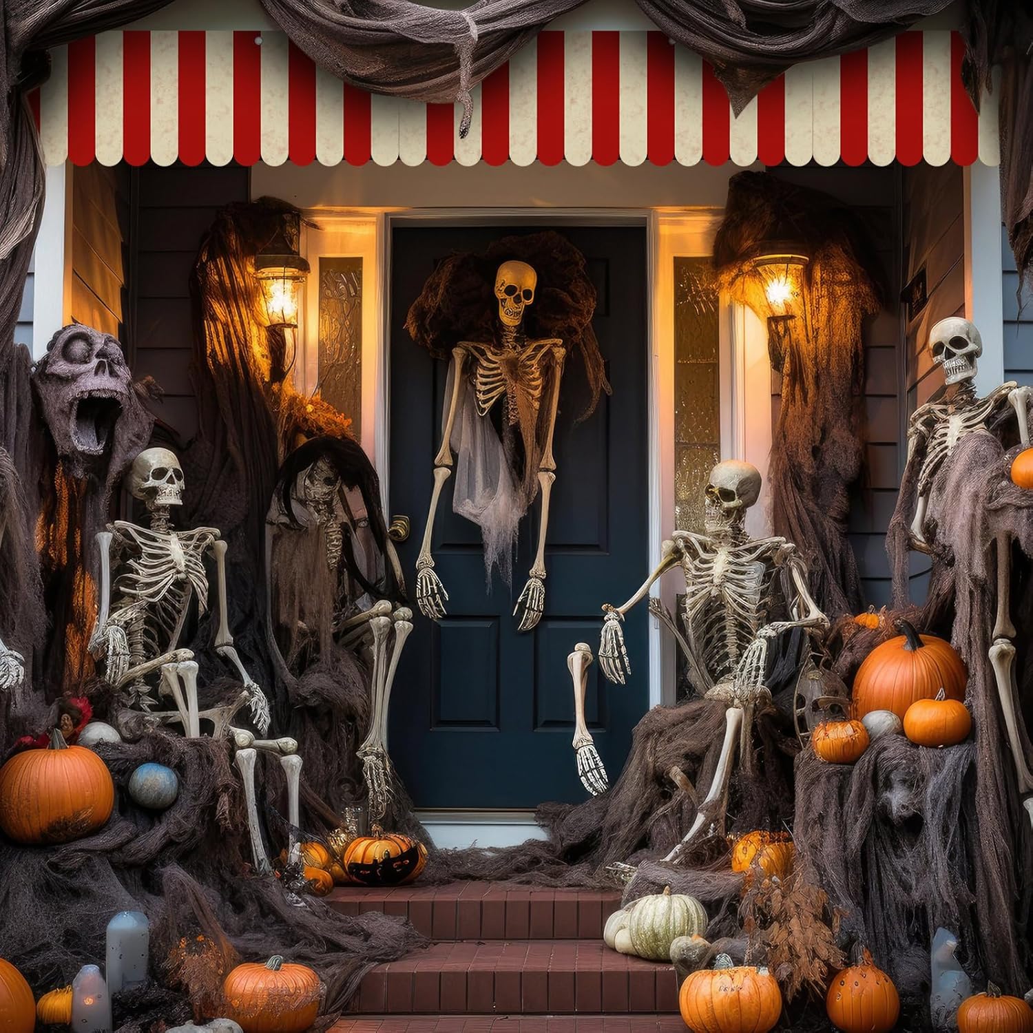 3 Pcs Carnival Circus Tent Awning Decorations Carnival Circus Theme Party Decorations Concession Stand Sign Hanging Banner Creepy Red White Striped Halloween Party Supplies, 9.84 x 78.74 in - Image 4